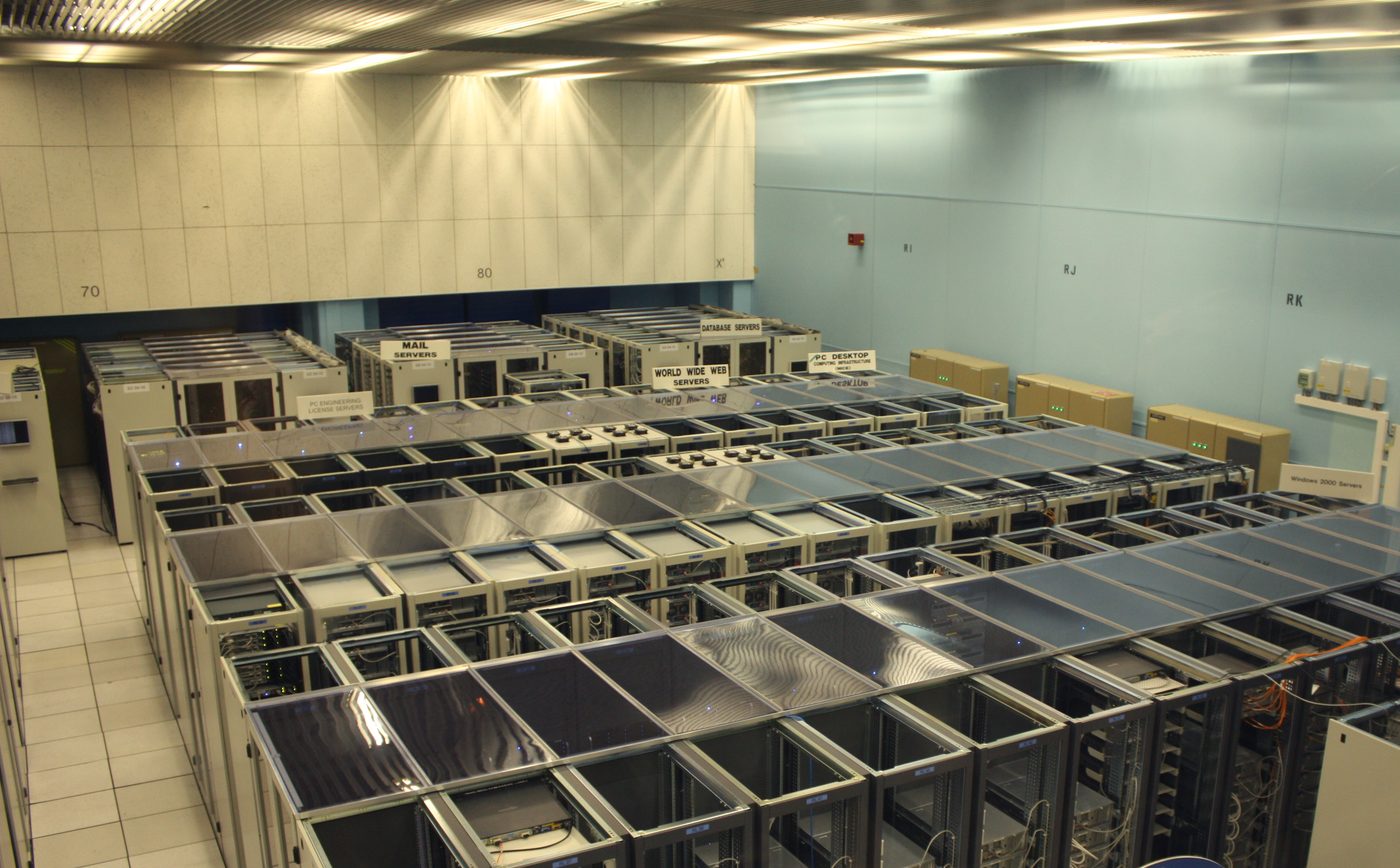 Enterprise server room with racked equipment